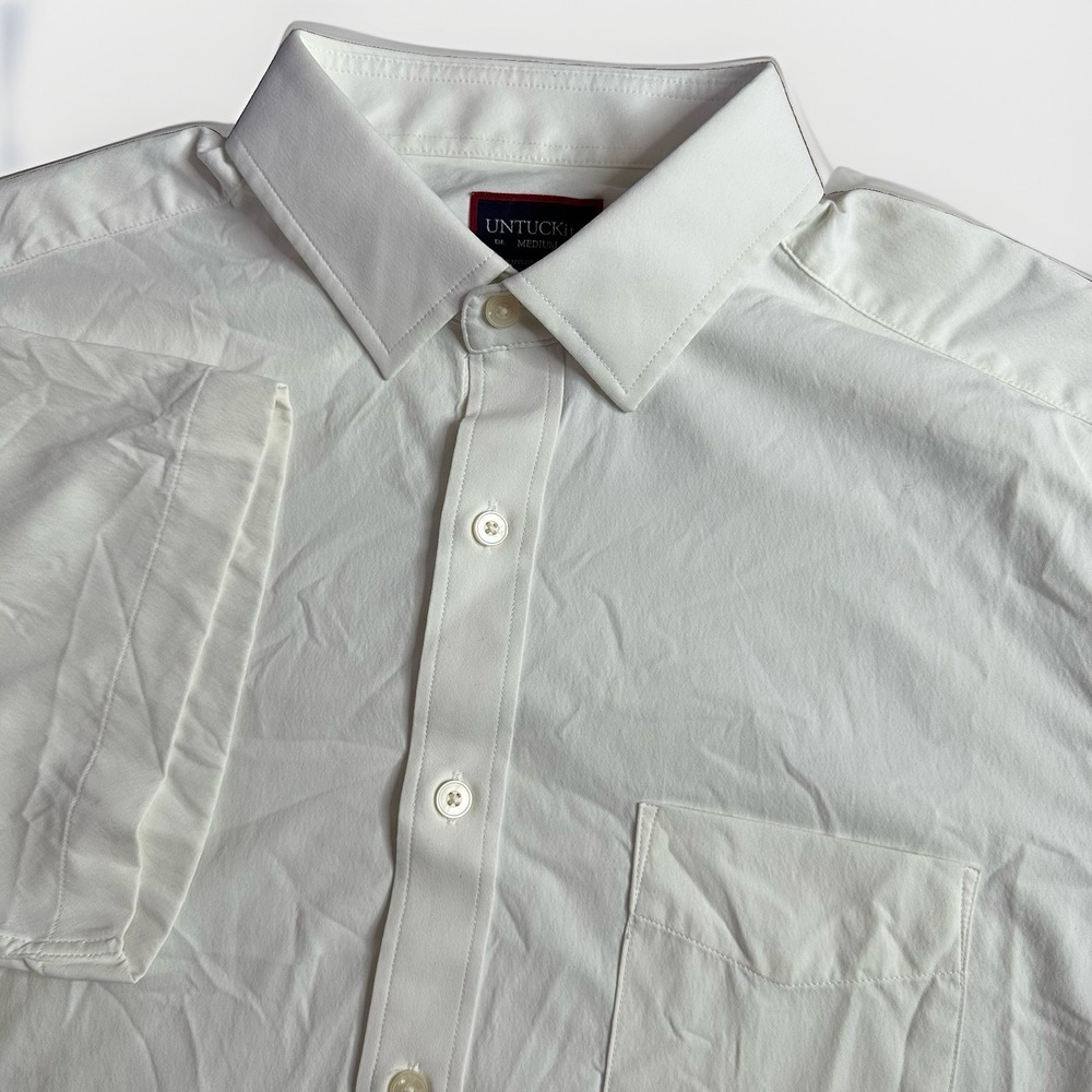 UNTUCKit Shirt Mens Medium White Short Sleeve Button Front Gironde Performance